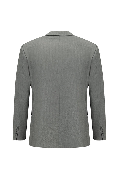 Dark Gray 4-Drop Relaxed Fit Lycra Patterned Suit