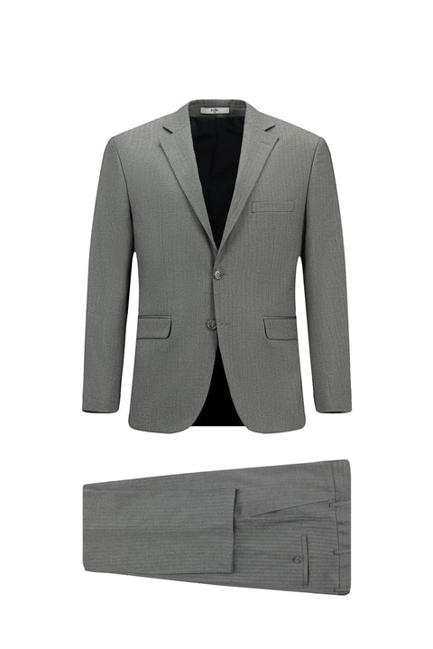 Dark Gray 4-Drop Relaxed Fit Lycra Patterned Suit
