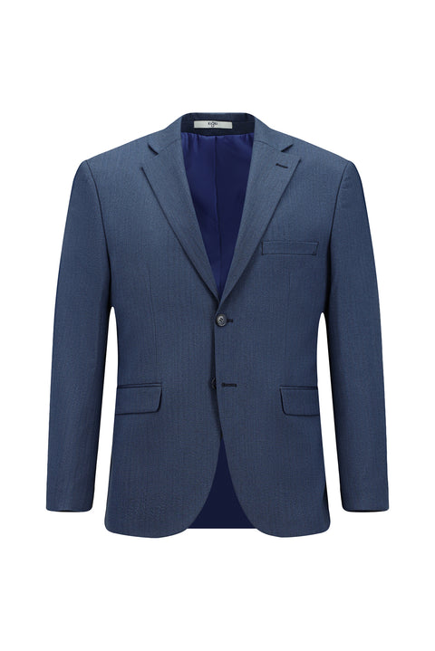 Dark Navy 4-Drop Relaxed Fit Lycra Patterned Suit
