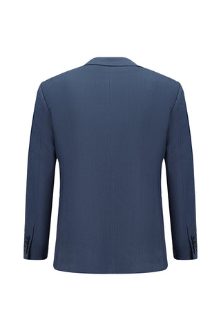  Koyu Lacivert 4 Drop Relaxed Fit Rahat Kesim Likralı Desenli Takım Elbise
