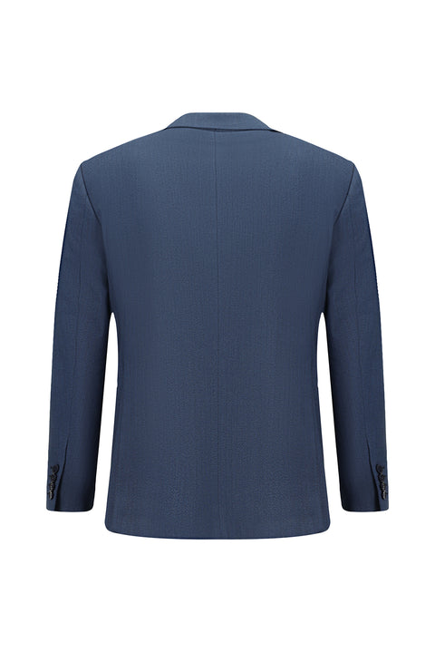 Dark Navy 4-Drop Relaxed Fit Lycra Patterned Suit