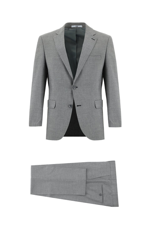 Medium Grey 7 Drop Slim Fit Patterned Suit