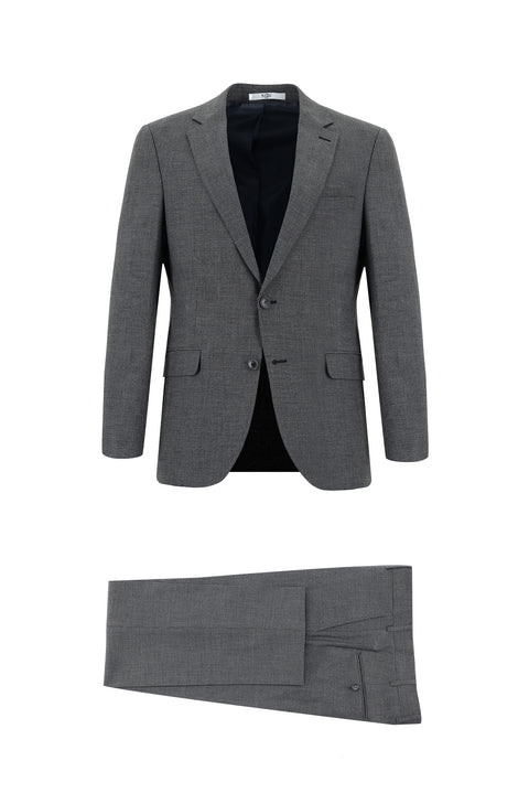 Dark Anthracite 7 Drop Slim Fit Patterned Suit