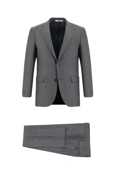 Açık Füme 7 Drop Slim Fit Dar Kesim Desenli Takım Elbise