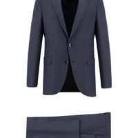 Medium Navy 7 Drop Slim Fit Patterned Suit