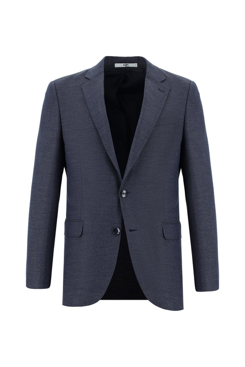 Medium Navy 7 Drop Slim Fit Patterned Suit