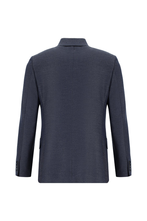 Medium Navy 7 Drop Slim Fit Patterned Suit