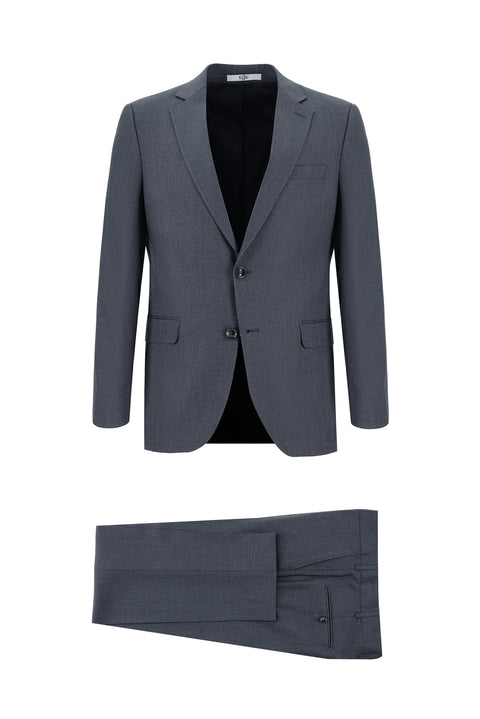 Dark Gray 7 Drop Slim Fit Patterned Suit