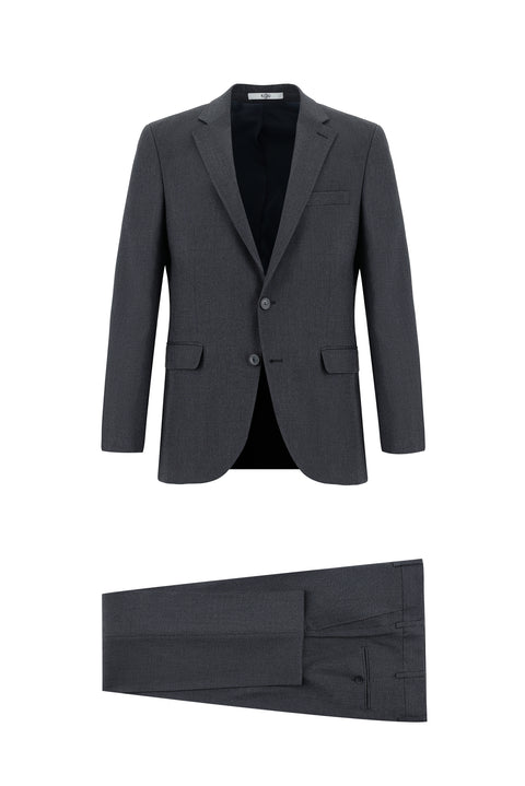 Dark Anthracite 7 Drop Slim Fit Patterned Suit