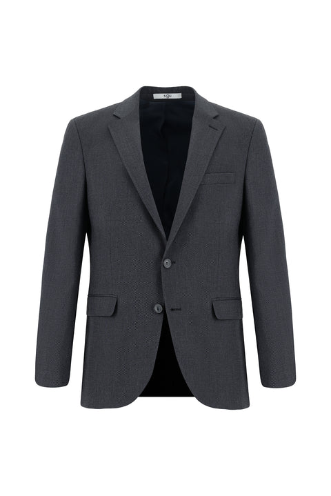 Dark Anthracite 7 Drop Slim Fit Patterned Suit