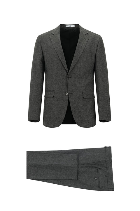 Dark Gray 7 Drop Slim Fit Patterned Suit