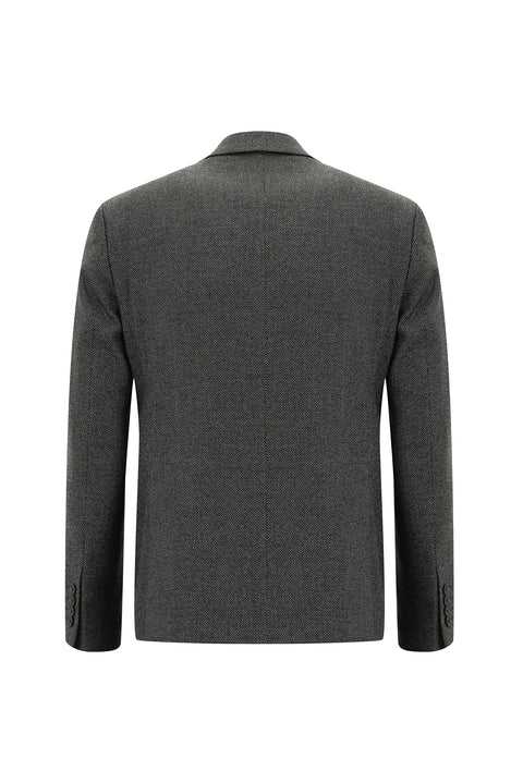 Dark Gray 7 Drop Slim Fit Patterned Suit