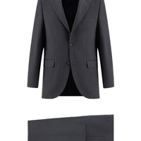 Dark Gray 4-Drop Relaxed Fit Patterned Suit