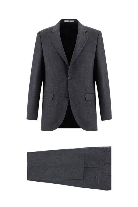 Dark Gray 4-Drop Relaxed Fit Patterned Suit