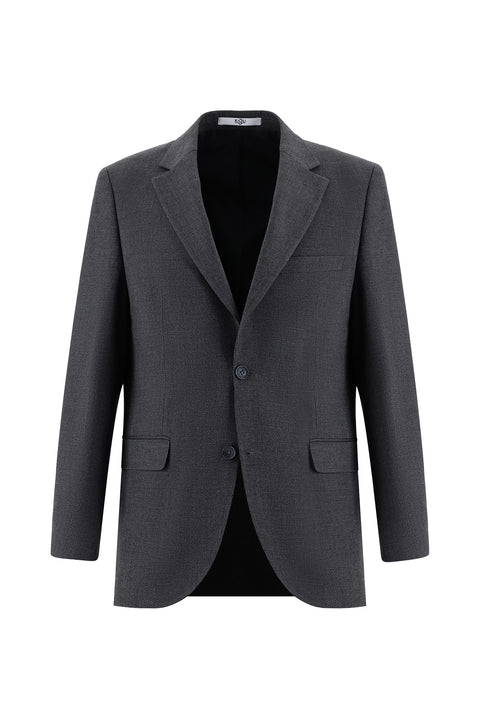 Dark Gray 4-Drop Relaxed Fit Patterned Suit