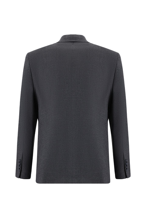 Dark Gray 4-Drop Relaxed Fit Patterned Suit