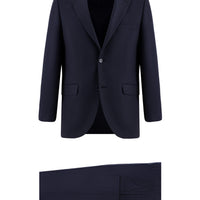 Dark Navy 4-Drop Relaxed Fit Patterned Suit