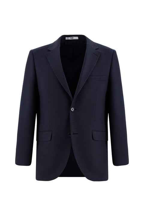 Dark Navy 4-Drop Relaxed Fit Patterned Suit