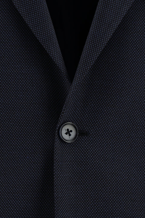 Dark Navy 4-Drop Relaxed Fit Patterned Suit