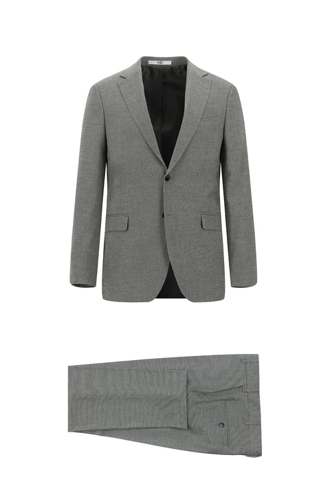 Light Gray 6 Drop Regular Fit Standard Cut Patterned Suit
