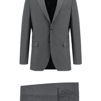 Orta Füme 7 Drop Slim Fit Dar Kesim Desenli Takım Elbise