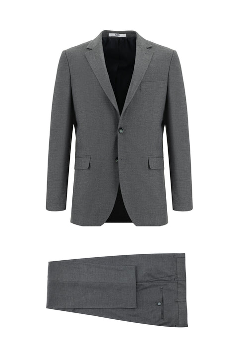 Medium Gray 6 Drop Regular Fit Standard Cut Patterned Suit