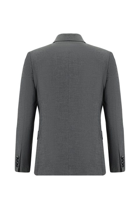Medium Gray 6 Drop Regular Fit Standard Cut Patterned Suit