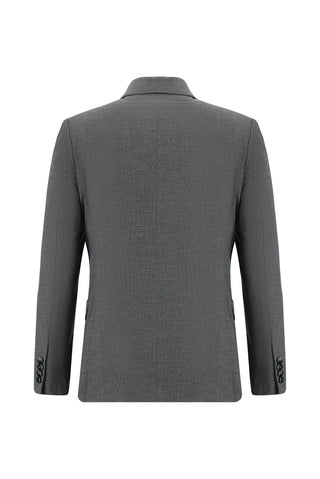  Orta Füme 7 Drop Slim Fit Dar Kesim Desenli Takım Elbise