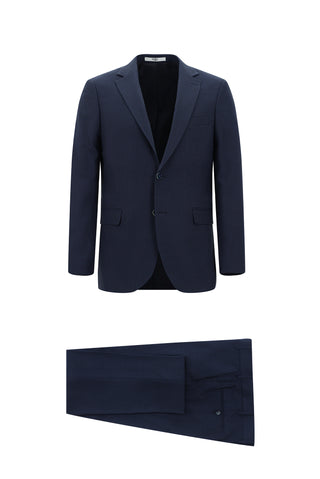  Orta Lacivert 7 Drop Slim Fit Dar Kesim Desenli Takım Elbise