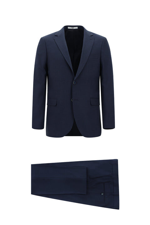 Medium Navy 7 Drop Slim Fit Patterned Suit