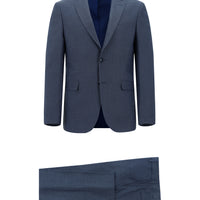 Dark Blue 7 Drop Slim Fit Patterned Suit