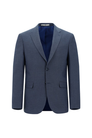  Koyu Mavi  7 Drop Slim Fit Dar Kesim Desenli Takım Elbise