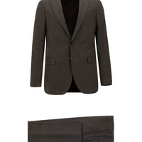 Medium Brown 7 Drop Slim Fit Patterned Suit
