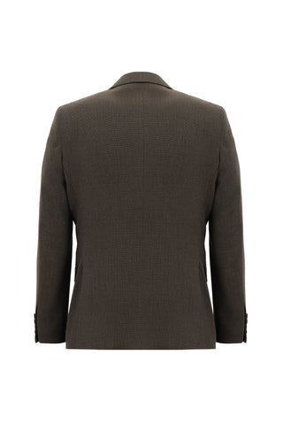  Orta Kahve 7 Drop Slim Fit Dar Kesim Desenli Takım Elbise