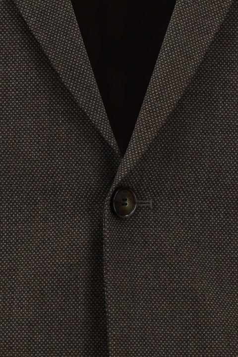 Medium Brown 7 Drop Slim Fit Patterned Suit