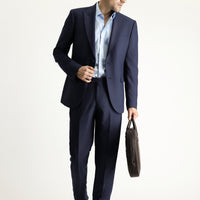 Dark Navy 8 Drop Muscle Fit Long Athletic Cut Double-Breasted Suit