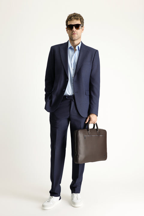 Dark Navy 8 Drop Muscle Fit Long Athletic Cut Double-Breasted Suit