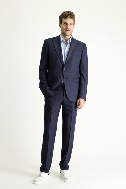 Dark Navy 8 Drop Muscle Fit Long Athletic Cut Double-Breasted Suit