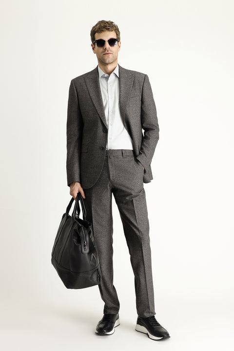 Dark Brown 8-Drop Muscle Fit Long Athletic Cut Double-Breasted Suit