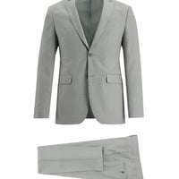 Light Grey 7 Drop Super Slim Fit Extra Narrow Cut Patterned Suit