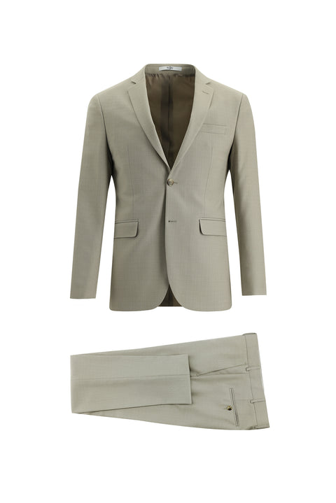 Light Beige 7 Drop Super Slim Fit Extra Narrow Cut Patterned Suit
