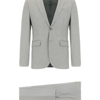 Medium Grey 7 Drop Super Slim Fit Extra Narrow Cut Patterned Suit