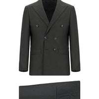 Medium Anthracite 6 Drop Regular Fit Standard Cut Patterned Double-Breasted Suit