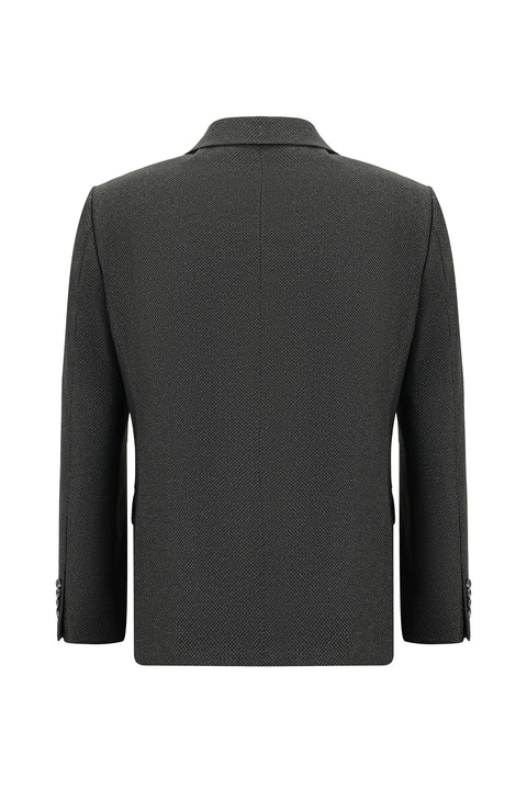 Medium Anthracite 6 Drop Regular Fit Standard Cut Patterned Double-Breasted Suit