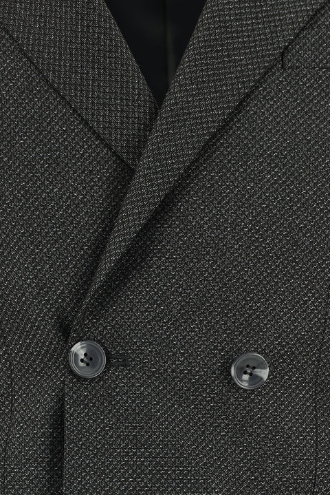 Medium Anthracite 6 Drop Regular Fit Standard Cut Patterned Double-Breasted Suit