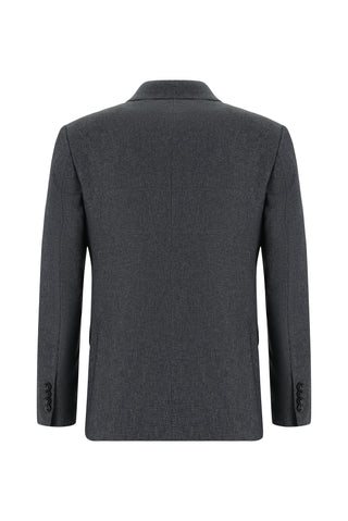  Koyu Füme 7 Drop Super Slim Fit Eksra Dar Kesim Desenli Kruvaze Takım Elbise