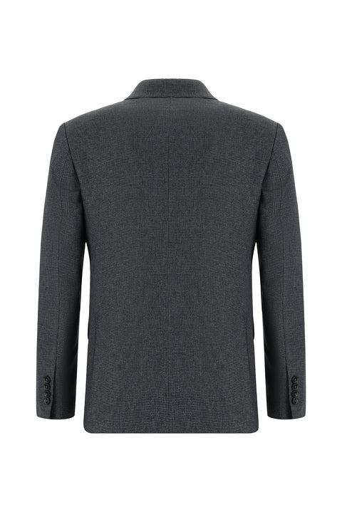 Dark Gray 7 Drop Super Slim Fit Extra Narrow Cut Patterned Double-Breasted Suit