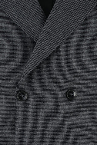  Koyu Füme 7 Drop Super Slim Fit Eksra Dar Kesim Desenli Kruvaze Takım Elbise