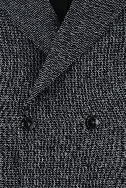 Dark Gray 7 Drop Slim Fit Patterned Double-Breasted Suit