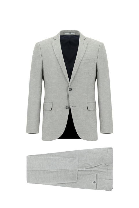 Orta Gri 7 Drop Super Slim Fit Eksra Dar Kesim Desenli Takım Elbise